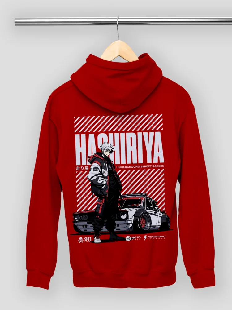 Hashiriya Anime Hoodie – Unisex Cotton Hoodie with Racing-Inspired Graphic Design