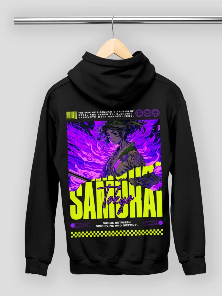 Tokyo Samurai Printed Anime Hoodie – Unisex Cotton Hoodie with Samurai Graphic Design